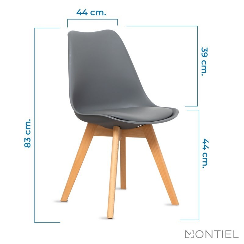 Silla Gris Estilo Nórdico con Patas Madera - Montiel