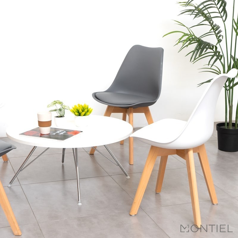Silla Gris Estilo Nórdico con Patas Madera - Montiel