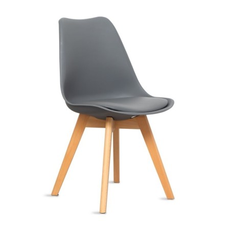 Silla Gris Estilo Nórdico con Patas Madera - Montiel