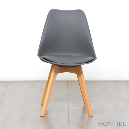 Silla Gris Estilo Nórdico con Patas Madera - Montiel