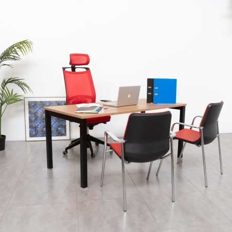 silla confidente 4 patas roja