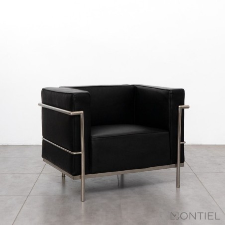 Butaca Negra patas Madera para Salas de Espera - Montiel