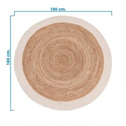 Alfombra yute natural / blanco 180x180cm