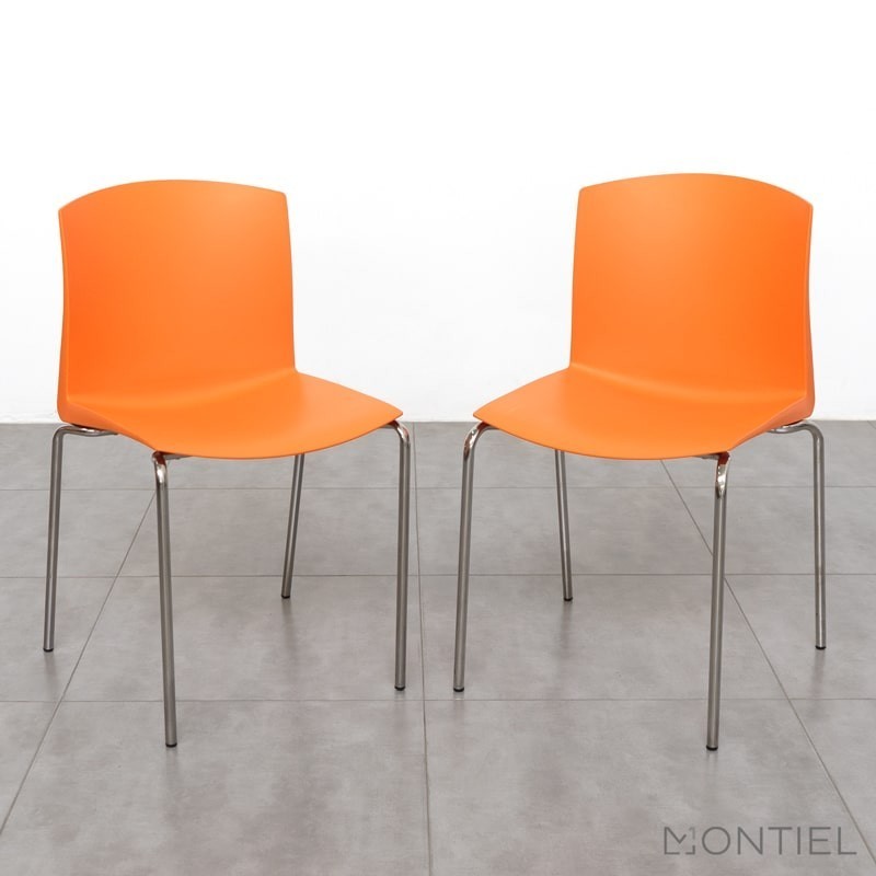 Silla Confidente Oficina Sin Brazos Naranja Coral Montiel - OUTLET