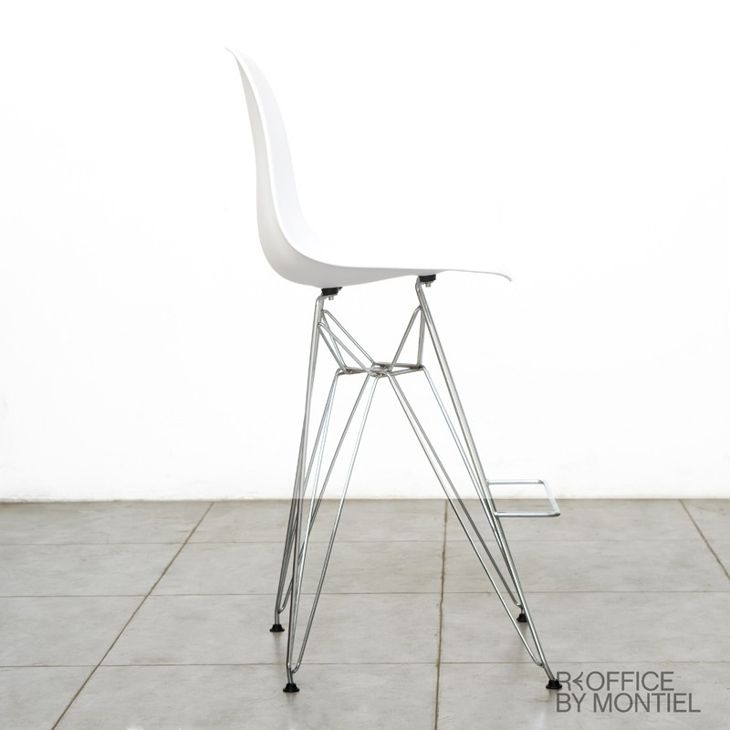 Taburete Alto Blanco con Respaldo ideal para Oficinas
