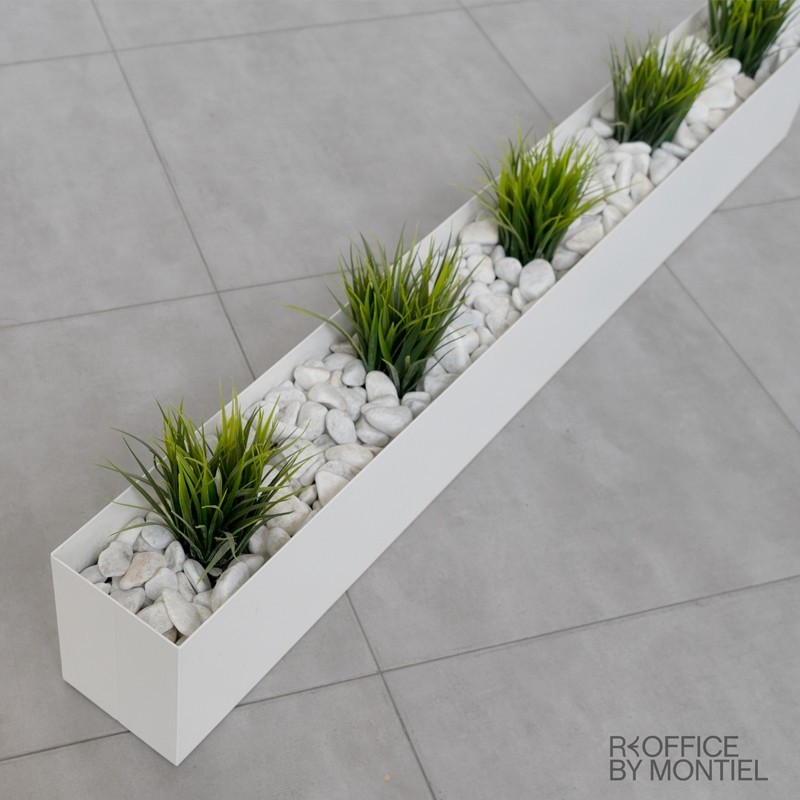 Macetero Metálico Bajo Blanco de Ofita - Reoffice
