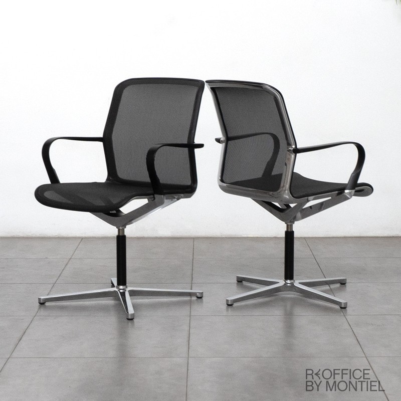 Silla Confidente de Malla Negra Filo de Bene - Reoffice