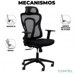 Silla Ergonómica Oficina con Cabezal Malla Cali de Euromof Silla Ergonómica Oficina con Cabezal Malla Cali de Euromof