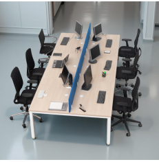 Multipuesto Madera Roble con Divisoria Azul de Mobel Línea