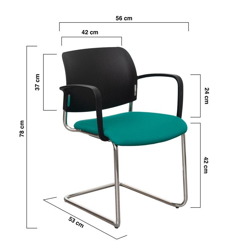 Silla Confidente Oficina Base Patín Cromada y Diseño Moderno
