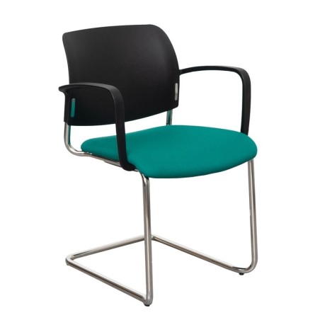 Silla Confidente Oficina Base Patín Cromada y Diseño Moderno