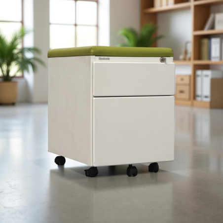 Cajonera Blanca Oficina Tapa Verde de Steelcase - Montiel