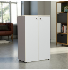 Armario de Oficina con Puertas Batientes Blanco 125x80 cm...