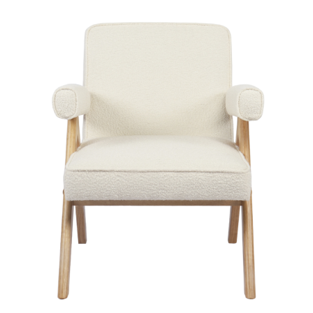Butaca Blanca con Patas Madera Maciza Velmora | Montiel