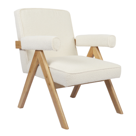 Butaca Blanca con Patas Madera Maciza Velmora | Montiel