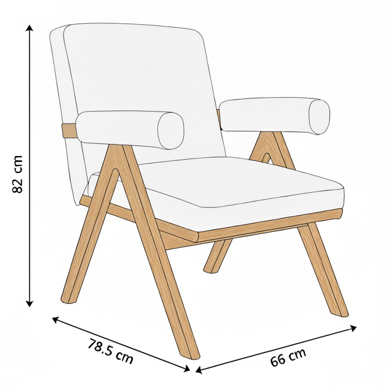 Butaca Blanca con Patas Madera Maciza Velmora | Montiel