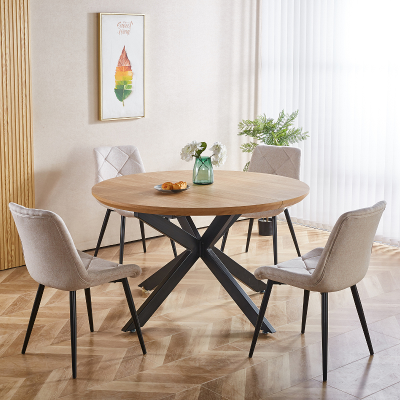Mesa Comedor de Madera con Doble Extensión Cross | Montiel