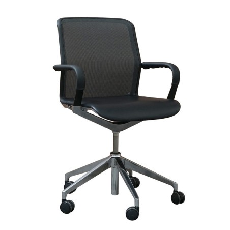 Silla Oficina con Malla y Piel Negra de Bene - Montiel