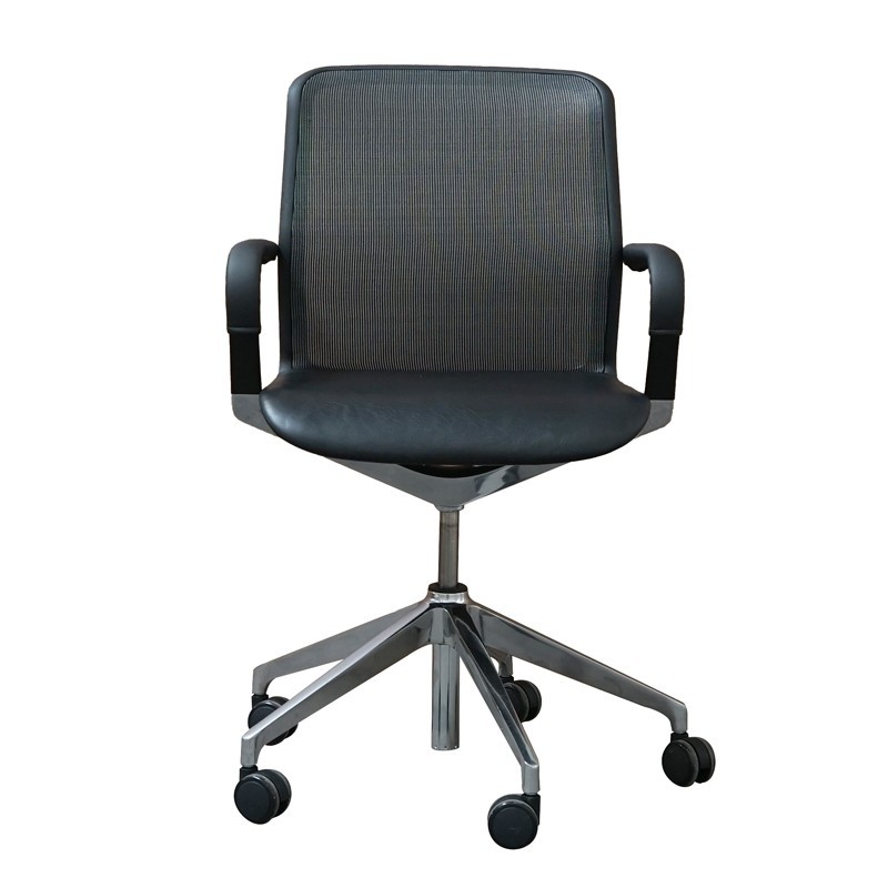 Silla Oficina con Malla y Piel Negra de Bene - Montiel