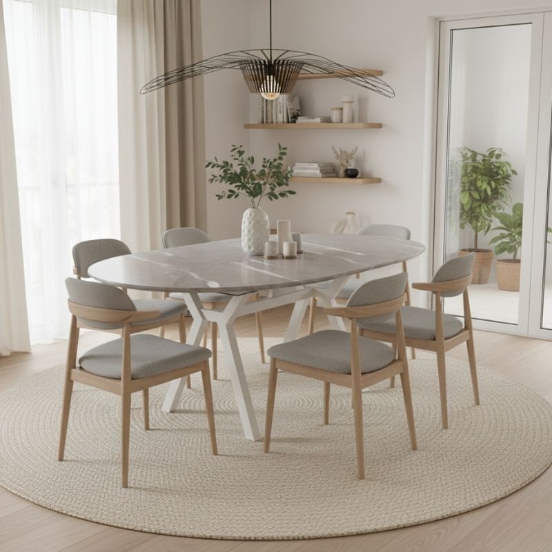 Mesa Extensible de Comedor Redonda Jules - Montiel