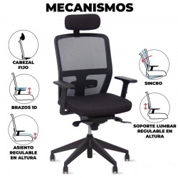 Silla Ergonómica Oficina Respaldo Malla JM de Kunna Silla Ergonómica Oficina Respaldo Malla JM de Kunna