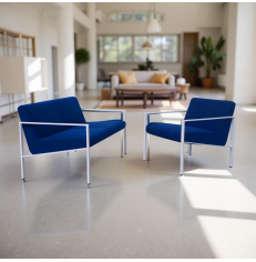 Pack de Sofá y Sillón 4 Patas Tapizados en Tela Azul MM1721