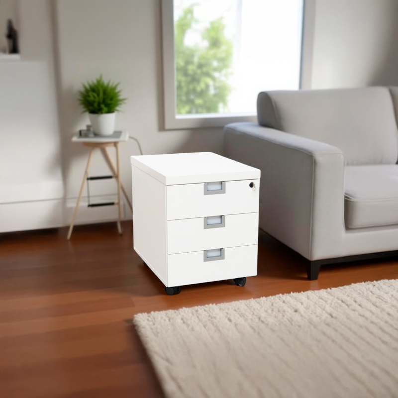 Cajonera Madera Blanca 3 Cajones de Tecno - Montiel