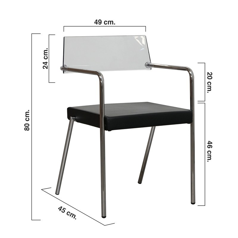 Silla Confidente Respaldo Transparente MM1728 - Montiel