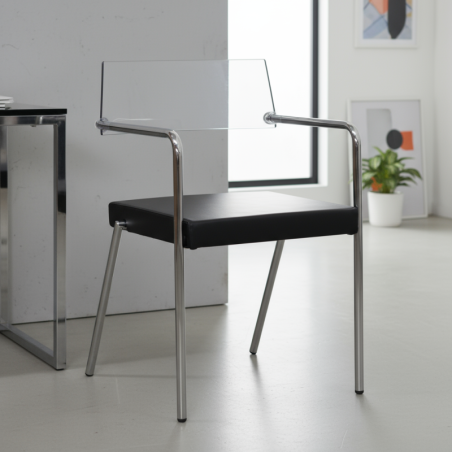 Silla Confidente Respaldo Transparente MM1728 - Montiel