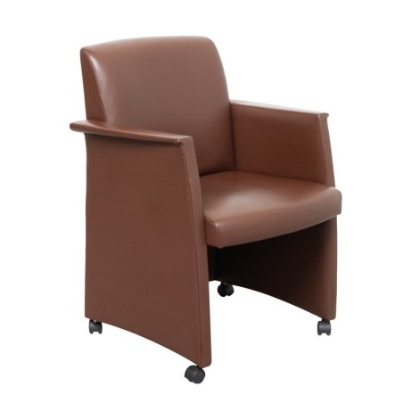 Sillón Oficina Piel Marrón con Ruedas de Kron - Montiel