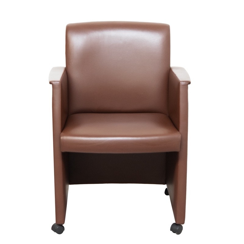Sillón Oficina Piel Marrón con Ruedas de Kron - Montiel