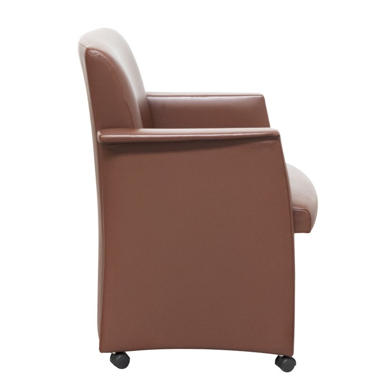 Sillón Oficina Piel Marrón con Ruedas de Kron - Montiel