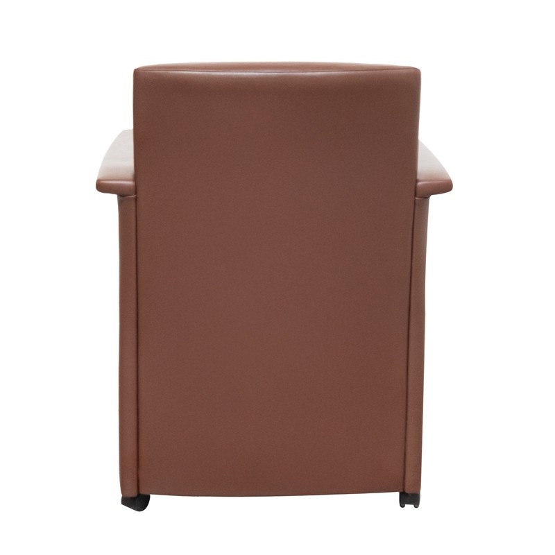 Sillón Oficina Piel Marrón con Ruedas de Kron - Montiel