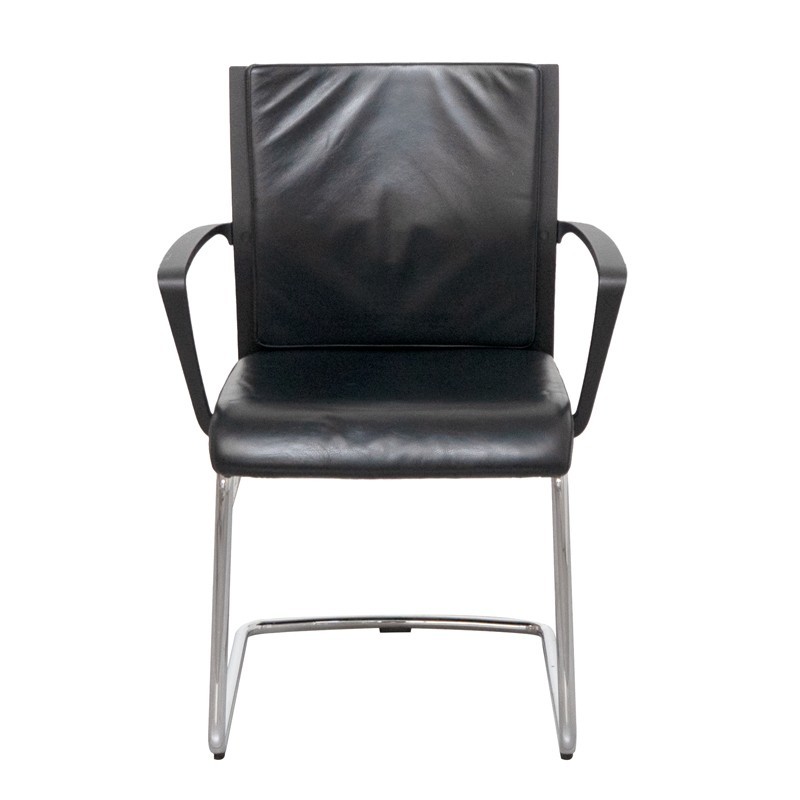 Silla Oficina Confidente Piel Negra de Wendell - Montiel