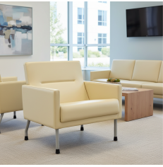 Sillón Símil Piel Beige con Brazos Fijos MM1732