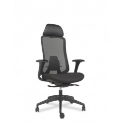 Silla Oficina Negra Respaldo Malla Ignífuga FEDO de Vincolo Silla Oficina Negra Respaldo Malla Ignífuga FEDO de Vincolo