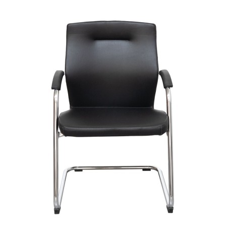 Silla Oficina Tapizada Símil Piel Negra MM1672 de Montiel