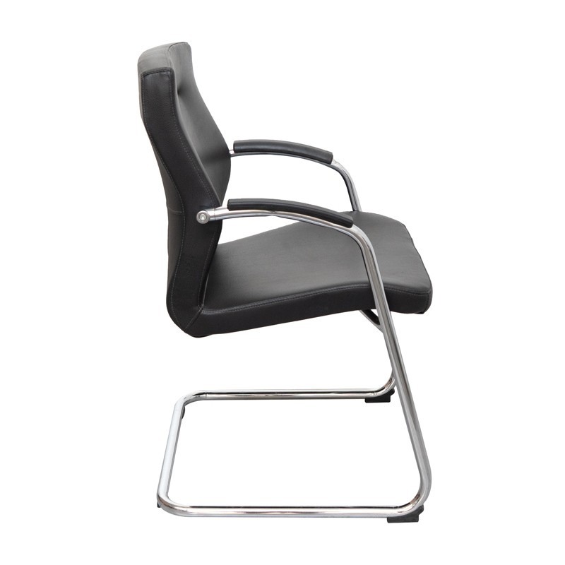 Silla Oficina Tapizada Símil Piel Negra MM1672 de Montiel