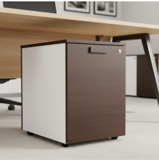 Cajonera Oficina Archivador Madera Blanco y Wengué Las...