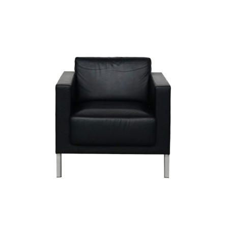 Sillón de Recepción Oficina Negro en Piel de Kron - Montiel