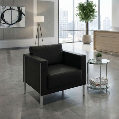 Sillón de Recepción Oficina Negro en Piel de Kron - Montiel