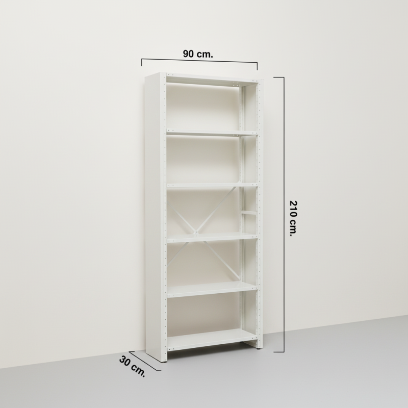 Estantería Blanca 210x90x30 cm. MM1734 - Montiel