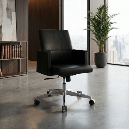 Sillón Negro de Oficina en Piel de Sedus - Montiel