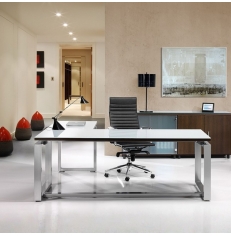 Mesa Oficina Cristal Blanco con Ala Volga de Euromof