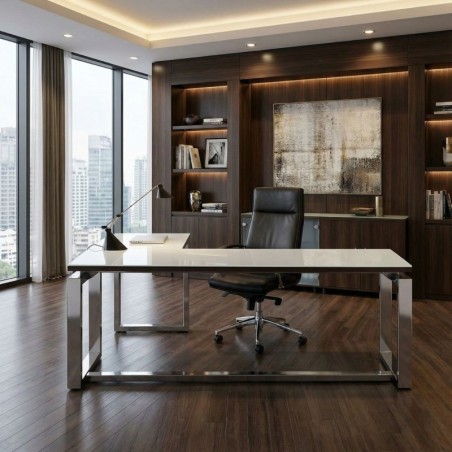 Mesa Dirección de Cristal con Ala Volga de Euromof - Montiel