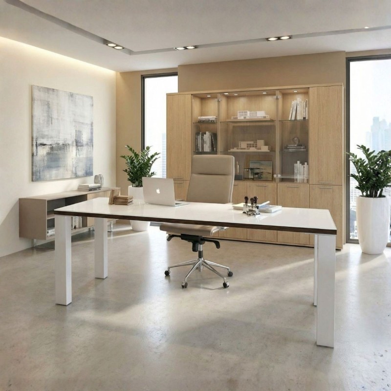 Mesa Dirección de Cristal Blanco Senda de Euromof - Montiel
