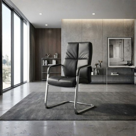 Silla Oficina Confidente Negra Dublín de Euromof - Montiel