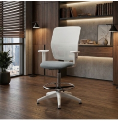 Taburete Ergonómico con Respaldo Oficina Blanco Alice de...