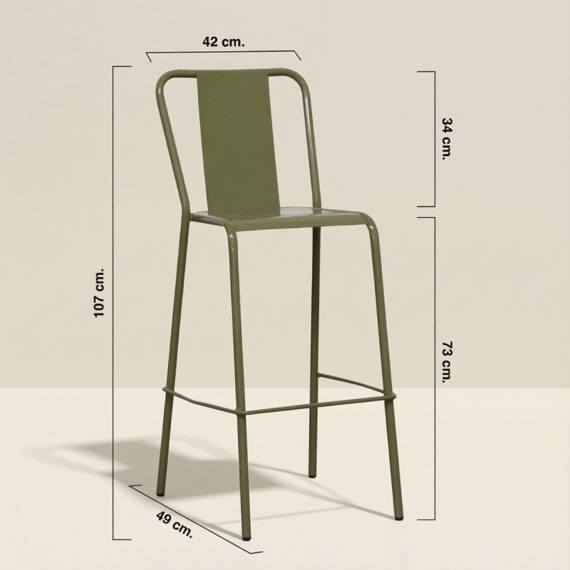 Taburete Alto Metálico Verde MM1645 - Montiel