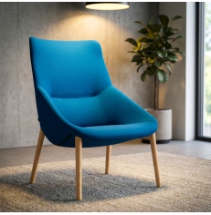 Butaca Azul Patas Madera Bow de Forma 5